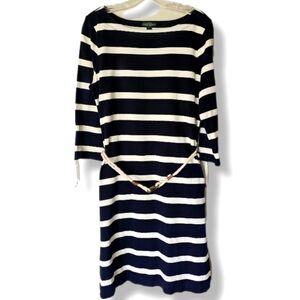 Lauren Ralph Lauren Breton French Stripe Shift Dress Nautical Preppy Sz Large